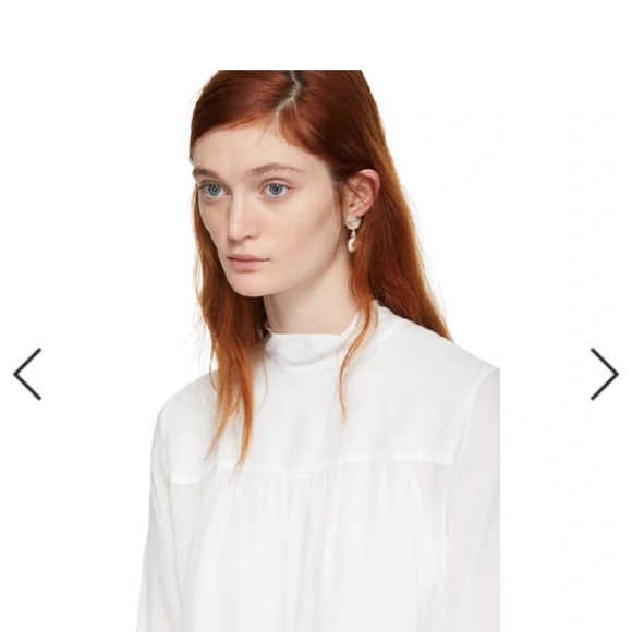 100% silk NWT See by Chloe white blouse with mock neck and tassels (40) - Picture 12 of 12